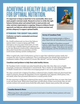 Achieving a healthy balance for optimal nutrition
