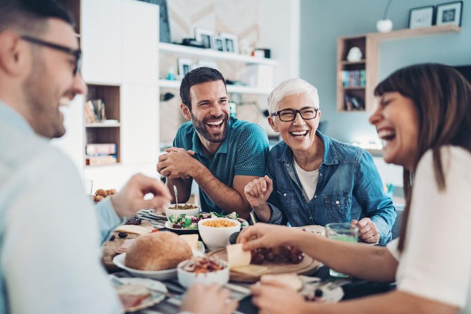 Multi-generation family eating together