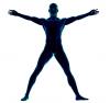 Human body of a man with arms outstretched for study