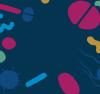 Dark blue background with colored microbiome