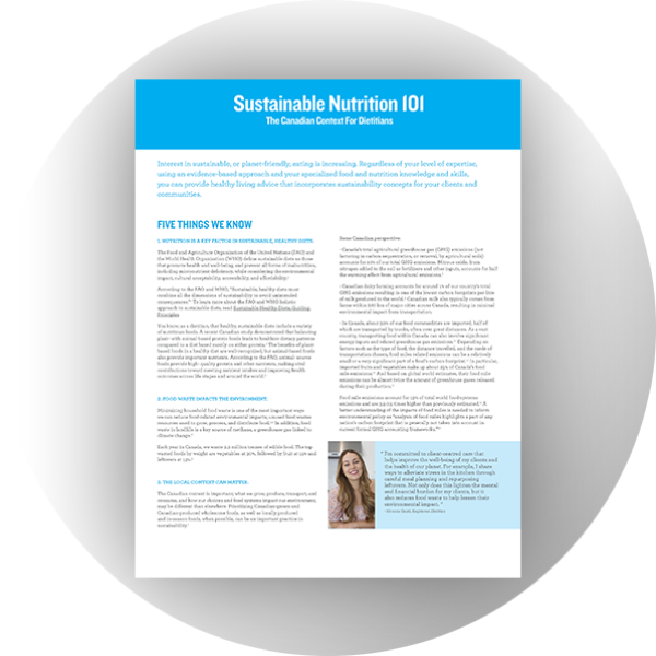 Sustainable Nutrition 101 – For Canadian Dietitians 